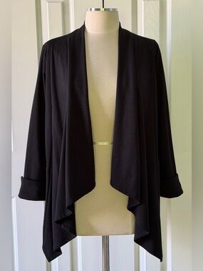 Spiegel Black Draped Open Front Cardigan Jacket Size 6